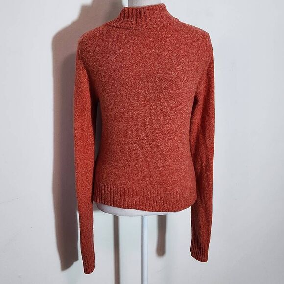 Moth Anthropologie Orange Wool Snap-Up Cardigan Sweater with Ruffles Size Small - Picture 5 of 9